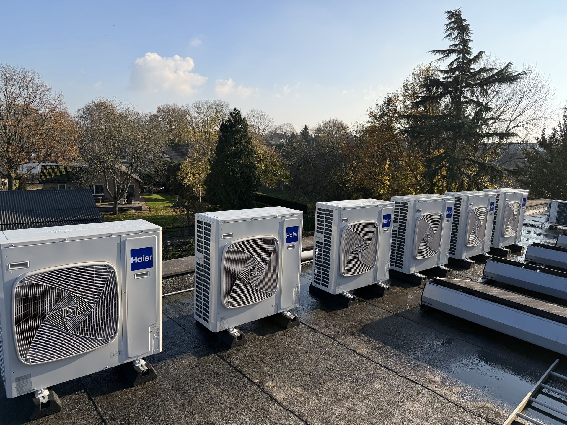 Haier heat pump units installed during site work