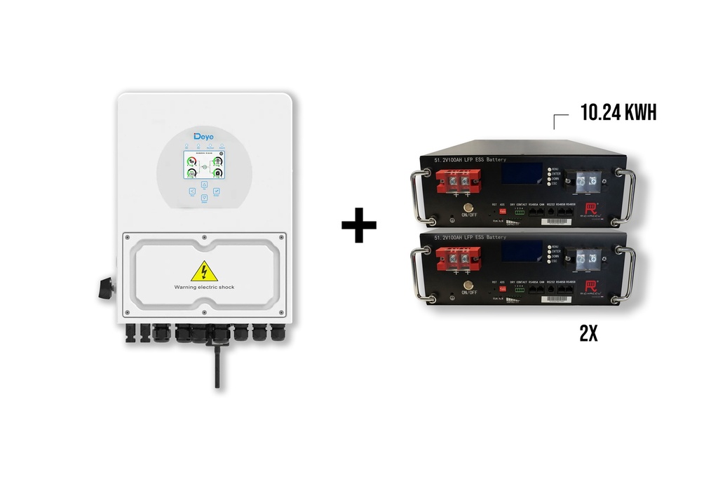 Pakket DEYE 3 kW 1-fase Hybride omvormer + 2x Richaccu opslagbatterijen 10.24kWh
