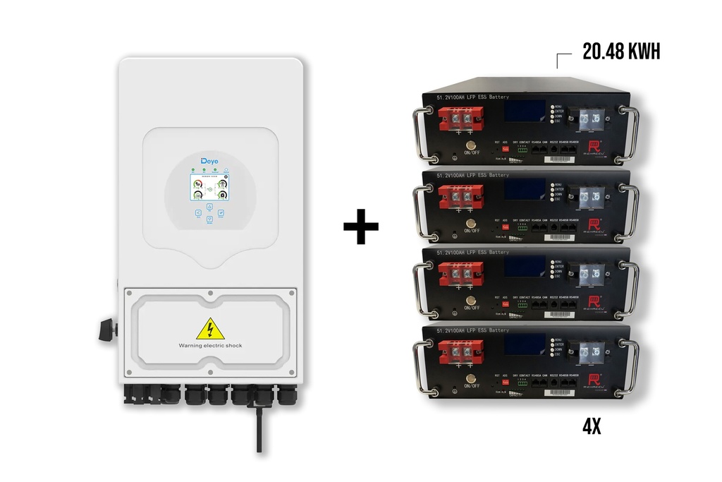 Package DEYE 6kw 1-phase Hybrid inverter + 4x Richaccu storage batteries 20.48KWH