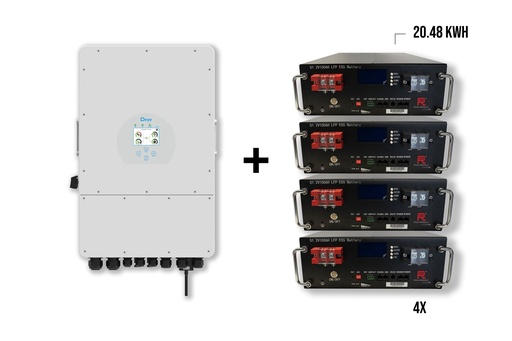 Package DEYE 10kw 3-phase Hybrid inverter + 4x Richaccu storage batteries 20.48KWH