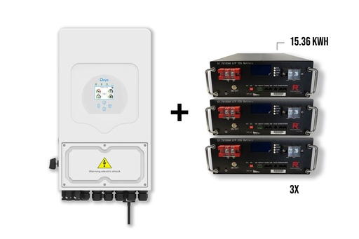 Package DEYE 6kw 1-phase Hybrid inverter + 3x Richaccu storage batteries 15.36KWH