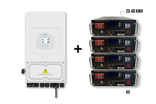 Package DEYE 6kw 1-phase Hybrid inverter + 4x Richaccu storage batteries 20.48KWH